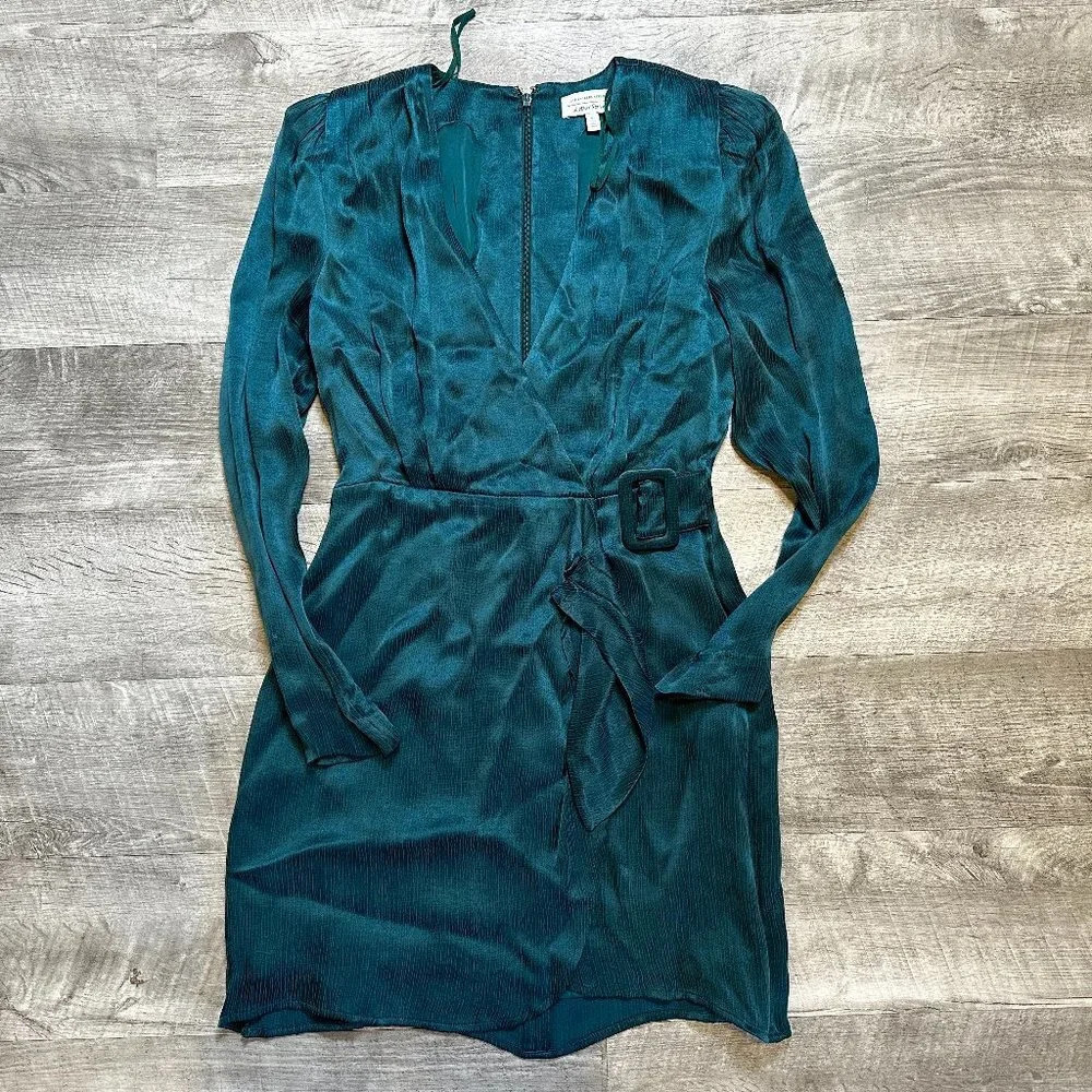 Dark Emerald Green Green & other stories Deep V-Neck Mini Dress in Size 4